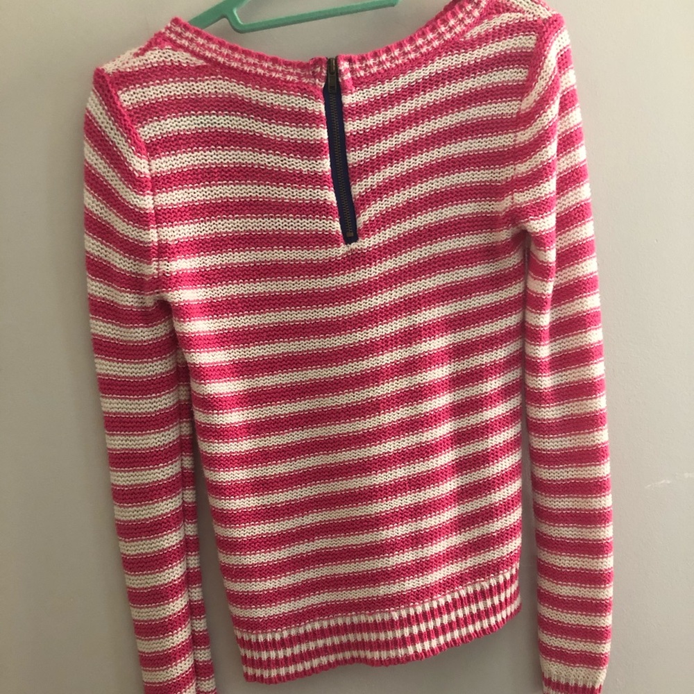 Pink and white knit striped sweater
